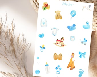 Baby Boy Blue Stickers, Planner Stickers, Boho Baby Boy Stickers, Child, Photo Album Planning & Decorating, Bullet Journal, Baby Shower