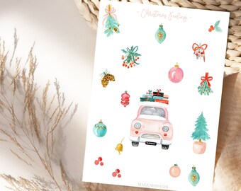 Pegatinas navideñas en tonos pastel, pegatinas para planificador, acogedor, galletas, hogar, hoja de pegatinas, hoja de pegatinas navideñas de jengibre, Navidad hygge