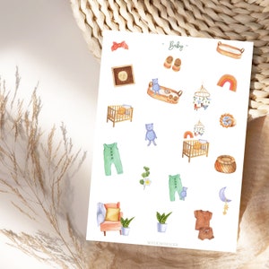 Ensemble d'autocollants pour chambre d'enfant, vêtements et chambre de bébé bohèmes, autocollants pour bébé bohèmes, enfant, planification et décoration d'album photo, journal intime, baby shower
