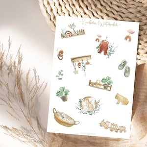 Set de pegatinas bohemias de acuarela para recién nacidos, pegatinas para planificador, pegatinas bohemias para bebés y niños, álbumes de fotos, planificación y decoración, bullet journal, pegatinas para baby shower.