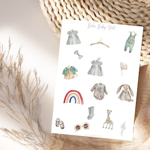 Ensemble d'autocollants aquarelles pour bébé fille, autocollants pour agenda, bébé bohème, enfant, album photo, planification et décoration, bullet journal, baby shower