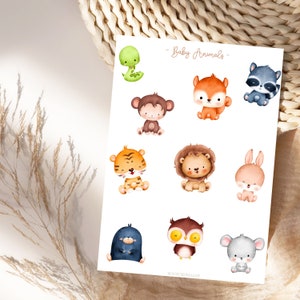 Adesivos fofos de animais boho, conjunto de adesivos fofos de animais da floresta, adesivos para álbuns de bebês, boho para bebês, criança, álbum de fotos, planejamento e decoração