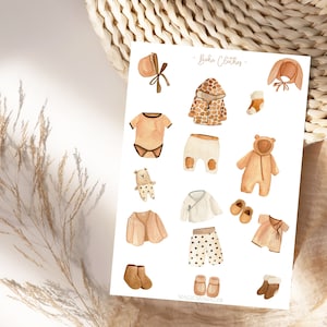 Ensemble d'autocollants de style vêtements de bébé Boho, autocollants pour bébé, bébé Boho, enfant, album photo, pour la planification et la décoration, baby shower, ensemble d'autocollants pour bébé Boho