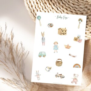 Ensemble d'autocollants aquarelles pour bébé, autocollants pour agenda, bébé bohème, enfant, album photo, planification et décoration, bullet journal, baby shower