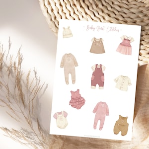 Set di adesivi per vestiti da neonata e da neonato, adesivi per planner, Boho Baby, bambino, album fotografico, bullet journal, adesivi per baby shower