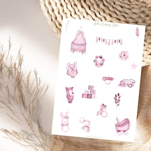 Conjunto de adesivos para quarto de bebê boho, menina e brinquedos, adesivos para bebês, boho, bebê, criança, álbum de fotos, para planejamento e decoração, adesivos para chá de bebê