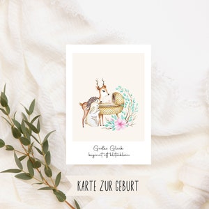 Belle carte de naissance d'animaux de la forêt pour la naissance d'un miracle, Bienvenue petit miracle, Carte bébé Carte d'amour pour la naissance