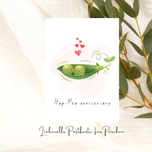 Loving Postcard Hap Pea Anniversary Card Loving Valentine's Day Postcard Forever Us,Postcard ,Greeting Card, Love, Valentine's Day