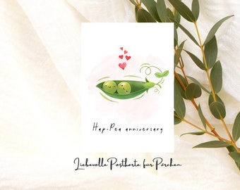 Loving Postcard Hap Pea Anniversary Card Loving Valentine's Day Postcard Forever Us,Postcard ,Greeting Card, Love, Valentine's Day