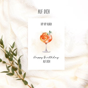 Hip Hip Hurra Holy Aperoli its your Birthday Alles Liebe Karte im Wasserfarben Look für Aperolliebhaber, cute birthday birthday Karte