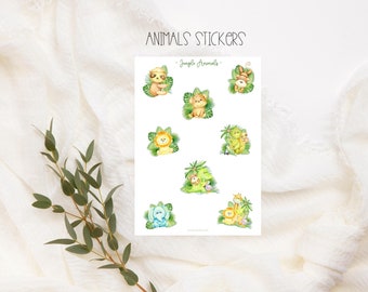 Niedliche Jungle Animals Stickers, Babyalbum Stickers, Boho Baby, Kind, Fotoalbum, zum Planen & Dekorieren,Tiere Sticker Set,Babyshower,