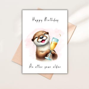 Carte de vœux amusante pour loutre d'anniversaire avec dicton, 30e anniversaire, 40e anniversaire, cadeau d'anniversaire, joyeux anniversaire, carte d'anniversaire