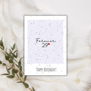 Carte postale amusante pour un 30e anniversaire, carte de vœux avec inscription Forever 29, carte d'anniversaire amusante, idée cadeau, Joyeux anniversaire, Dirty 30