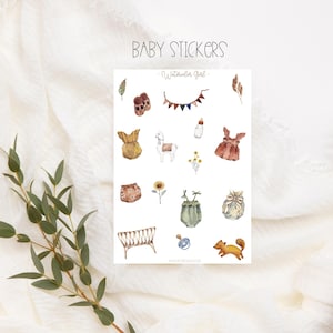 Ensemble d'autocollants aquarelle pour fille, autocollants pour agenda, bébé bohème, enfant, album photo, bullet journal, autocollants pour baby shower