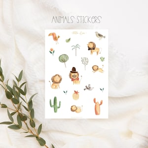 Adesivos de leãozinho fofos, conjunto de adesivos de animais fofos da floresta, adesivos para álbum de bebê, bebê boho, criança, álbum de fotos, planejamento e decoração,