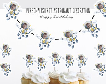 Personalisierter Astronaut Cupcake Toppers und Kuchen Topper sowie Konfetti mit Alter mit  Prio Versand,Dekoration Space Themes Birthday