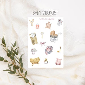 Autocollants aquarelle pour bébé fille, autocollants pour agenda, autocollants bohèmes pour bébé fille et jouets, enfant, planification et décoration d'album photo, baby shower