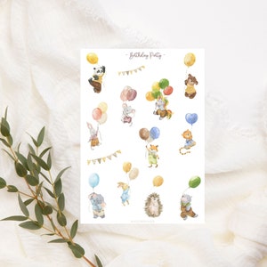 Watercolor Party Animals Birthday Party Stickers Set Cupckage Animals, Planner Stickers, Birthday Party Stickers, Kind, Fotoalbum Planen
