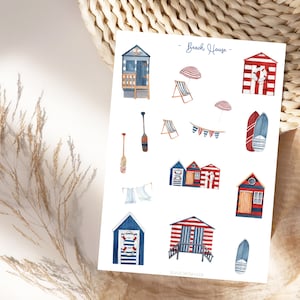 Stickerset voor strandhuizen, stickers voor strandliefhebbers, fotoalbum voor vakantie, voor planning en decoratie, stickers voor fotoalbums, stickerset voor nautische liefhebbers