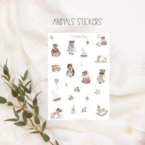 Adesivi vintage per giocattoli per bambini, adesivi per planner, adesivi per giocattoli boho per bambine e bambini, adesivi per bambini, adesivi per la pianificazione e la decorazione di album fotografici, adesivi per baby shower