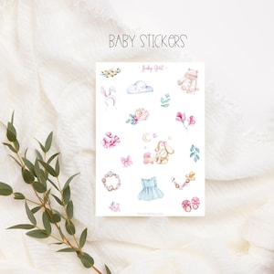 Ensemble d'autocollants pour bébé fille, autocollants pour planificateur, style bohème, autocollants pour fille, album photo, pour la planification et la décoration, bullet journal, baby shower