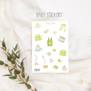 Ensemble d'autocollants pour vêtements de bébé, autocollants pour vêtements de bébé, autocollants de planificateur, bébé bohème, enfant, album photo, journal à puces, autocollants de baby shower