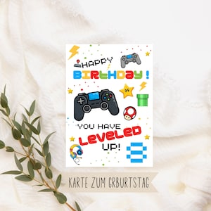 You have levelled up Happy Birthday Postkarte für Gamer Lover, Happy Birthday Postkarte, Videospiel Geburtstagskarte