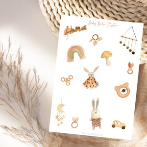 Pegatinas de juguetes estilo bohemio para bebés, pegatinas para bebés, pegatinas bohemias para bebés, álbumes de fotos, para planificar y decorar, baby shower, set de pegatinas para bebés