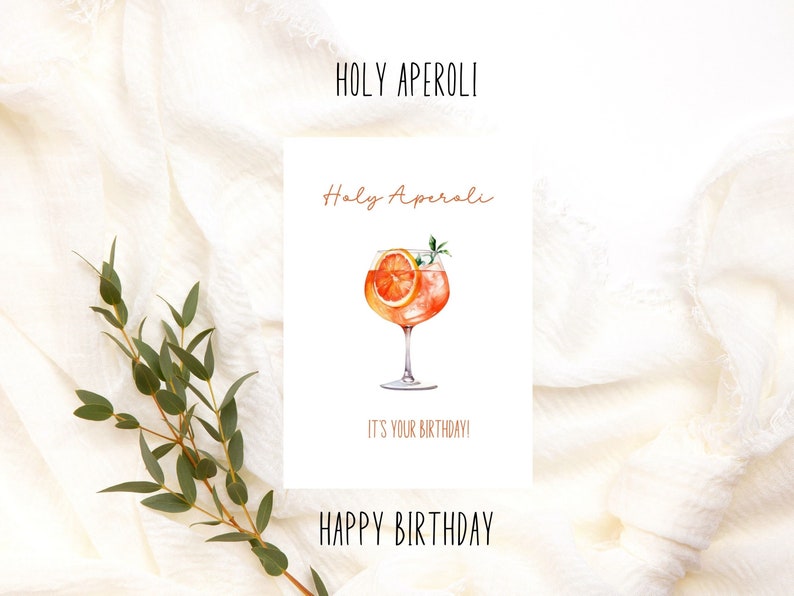 Holy Aperoli its your Birthday Happy Birthday card in a watercolor look for Aperol lovers, cute birthday card, funny card Variante 2