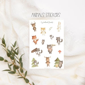 Schattige stickers met bosdieren, schattige stickers met bosdieren, babyalbumstickers, boho-baby, kind, fotoalbum, plannen en decoreren