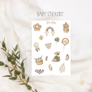 Boho Baby Stickers Set, Neutral Babystickers, Planner Stickers, Boho Baby, Kind, Fotoalbum,zum Planen & Dekorieren,Bullet Journal,Babyshower
