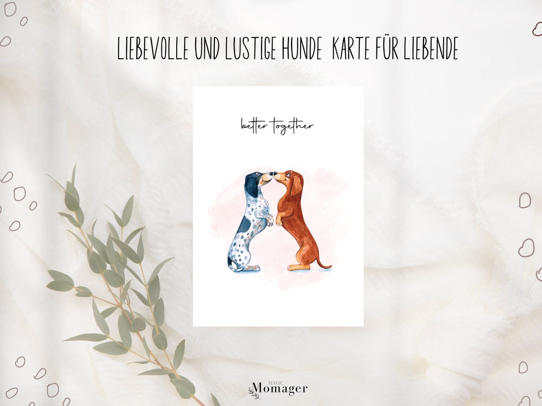 Liebevolle und lustige Hunde Karte für Liebende, Postkarte , Liebe
