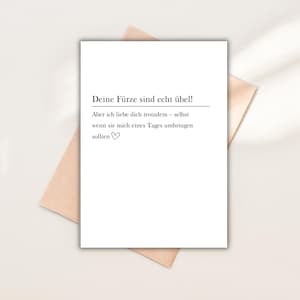 Minimalistische Karte – Deine Fürze sind echt übel, Valentinstagsgeschenk für Freund, Freundin, Jahrestag, Humorvolle Karte, Witzige Karte