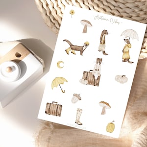 Leuke en gezellige stickerset met herfstsfeer, herfstkleding en stickers met herfstgevoelens, stickers met herfstgevoelens, fotoalbums plannen en decoreren, Bullet Journal