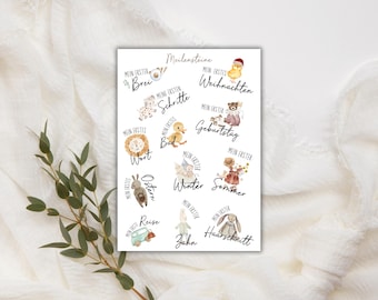 Milestone stickers for the baby album: lovingly designed stickers for special moments in the first year. Baby stickers, milestones