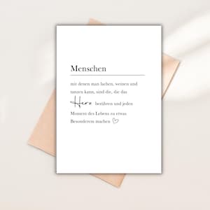 Minimalistische Karte – Menschen, die das Herz berühren, Geschenk für Sie /Ihn Freunde,Emotionale Grußkarte, Karte für besondere Momente