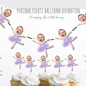 Personalized Ballerina Cupcake Toppers and Cake Toppers and Confetti with Age, Party Decorations Ballerina Themes Birthday Party