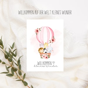 Liefdevolle geboortekaart "Welkom op de wereld, klein wondertje" Babymeisje en Babyjongen, geboortekaart, felicitatiekaart voor geboorte