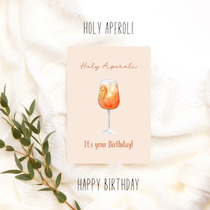 Holy Aperoli its your Birthday Happy Birthday card in a watercolor look for Aperol lovers, cute birthday card, funny card Variante 4