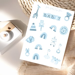 Autocollants bleus pour bébé Boho Toys, autocollants pour bébé, bébé Boho, enfant, album photo, pour la planification et la décoration, autocollants pour baby shower, ensemble d'autocollants pour bébé