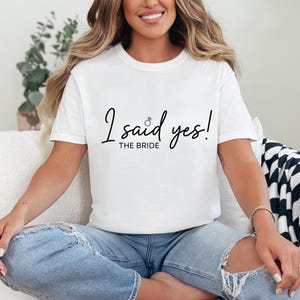 Parche termoadhesivo JGA "Novia" "Dije que sí" - para camisetas, despedida de soltera, boda, despedida de soltera, motivo termoadhesivo DIY, película de transferencia con instrucciones, atuendo JGA