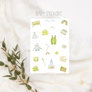 Ensemble d'autocollants pour vêtements de bébé, autocollants pour vêtements de bébé, autocollants de planificateur, bébé bohème, enfant, album photo, journal à puces, autocollants de baby shower
