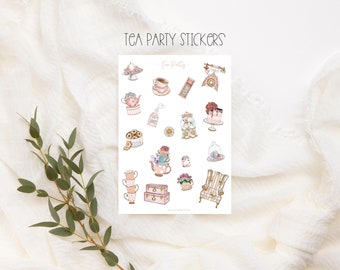 Tea Party Sticker Set, Schicke Stickers, Aufkleber Journal Sticker, Klassische Sticker,Bullet Journal Sticker,Gemütliche Stimmung,Klassisch