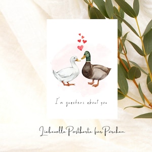 Loving Postcard  Entenpaar I am quarkers about you Loving Valentine's Day Postcard Forever Us,Postcard ,Greeting Card, Love, Valentine's Day