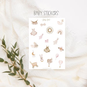 Boho Nursery Baby en Baby Girl Stickerset, Planner Stickers, Boho Baby, Kind, Fotoalbum, voor Planning & Decoratie, Bullet Journal, Babyshower