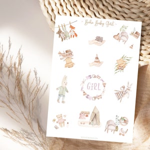 Juego de pegatinas de guardería bohemia para niña y niño, pegatinas para planificador, pegatinas bohemias para bebé, álbum de fotos, para planificar y decorar, bullet journal, baby shower