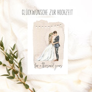 Liebevolle Postkarte Glückwünsche zur Hochzeit for a thousand years, Alles Gute zur Hochzeit, Glückwünsche an das Brautpaar