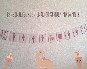 Personalized garland for school enrollment for your school child in boho style, pennant chain to decorate the first day of school, school enrollment