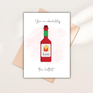 Humorvolle Personalisierte Valentinstagskarte – You Are Absolutely the Hottest,Karte mit Namen und Chili-Design,Geschenk für Freund/Freundin