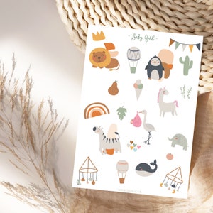 Pegatinas para baby shower con frases en rosa "Es una niña" y azul "Es un niño", pegatinas para planificador, ropa bohemia para niña, para niños, para planificar álbumes de fotos y decorar.